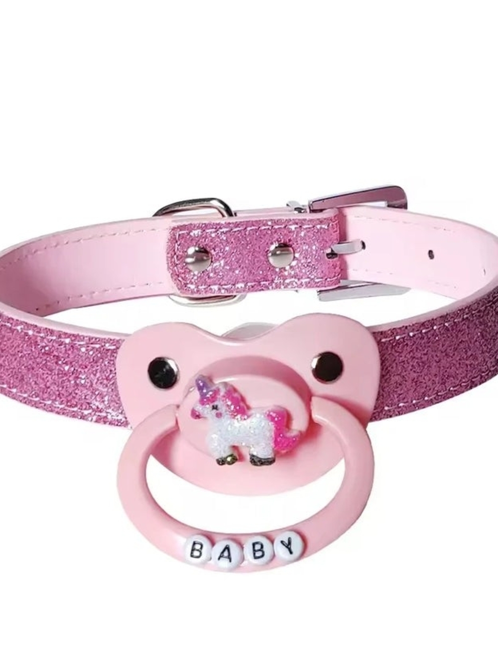 Pink Glitter Unicorn Pacifier Necklace for Kids